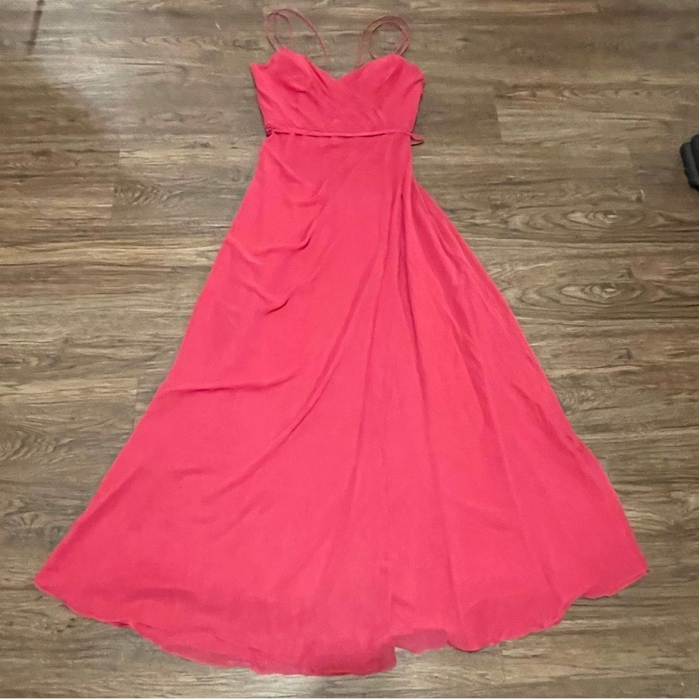 Morilee By Madeline Gardner Maxi Strappy Formal Dress Bridesmaid Berry Pink 12 - Picture 12 of 16